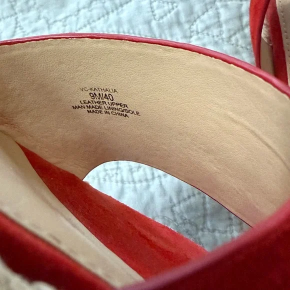 Vince Camuto Red Suede Espadrille Sandals 9M - Picture 6 of 6